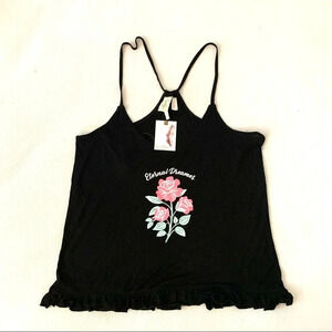 jessica simpson women's size m black floral print camisole top - in women